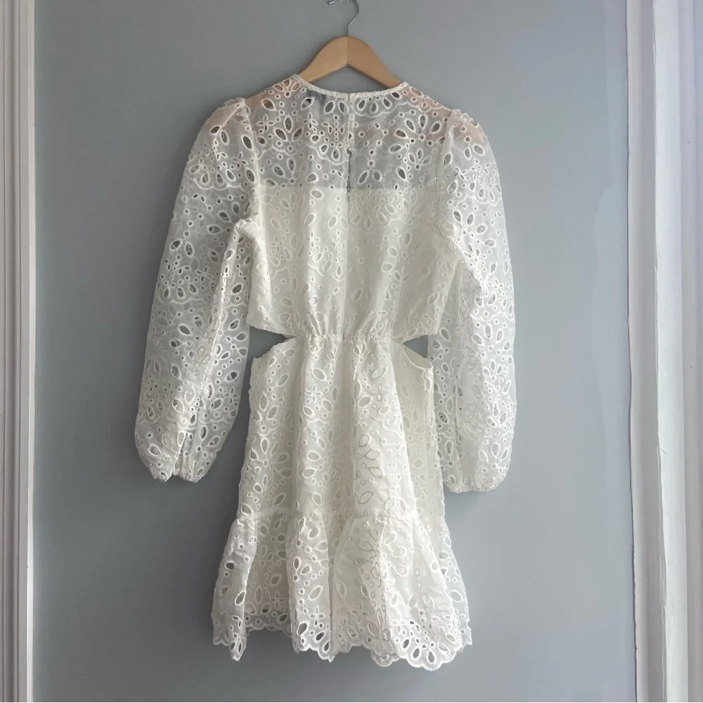 Lucy Paris Faith Cut Out White Eyelet Lace Mini Dress - Picture 2 of 12
